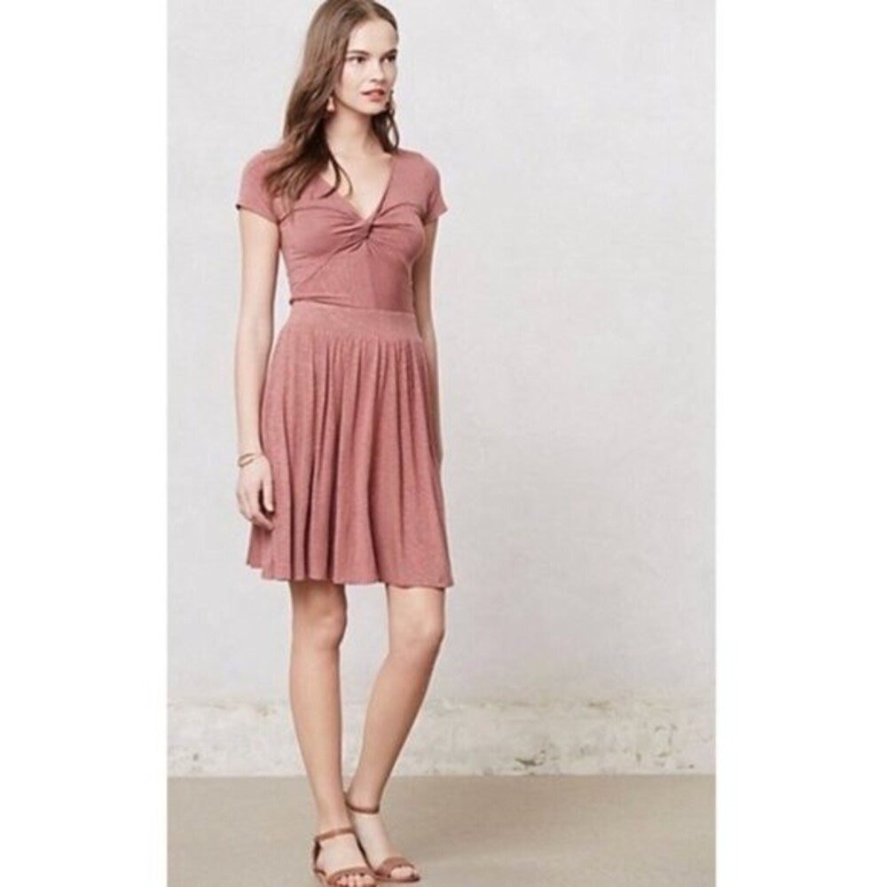 Anthropologie Dolan Knotted Taya T-Shirt Jersey Knit Dress Size Medium Pink Rose